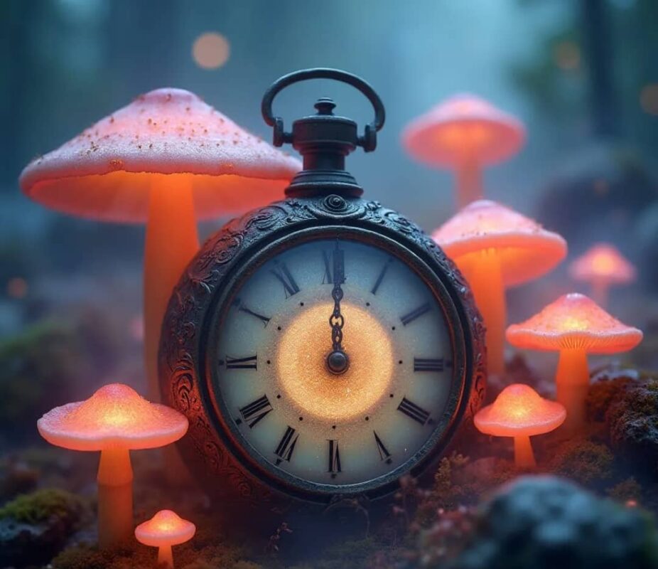 Golden Teacher mushrooms with golden caps and white stems