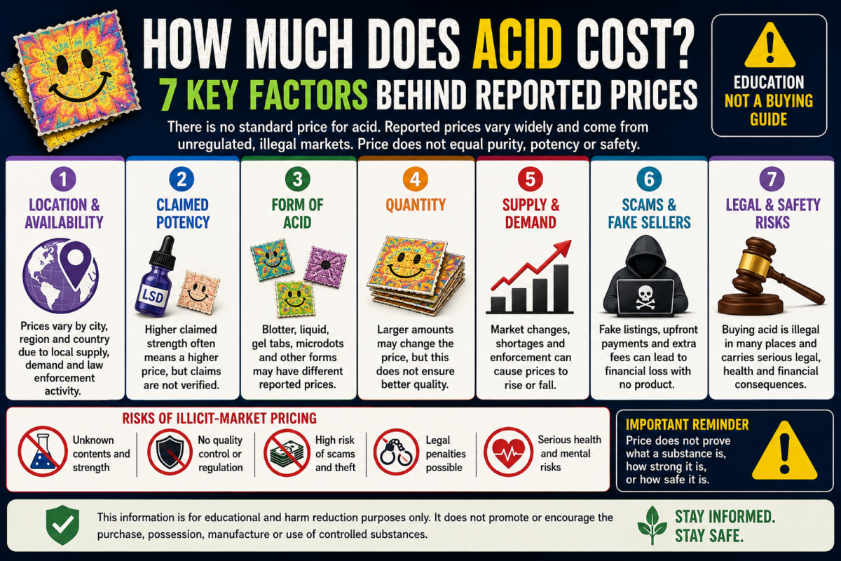 How much does acid cost infographic showing seven factors behind reported acid prices and legal risks