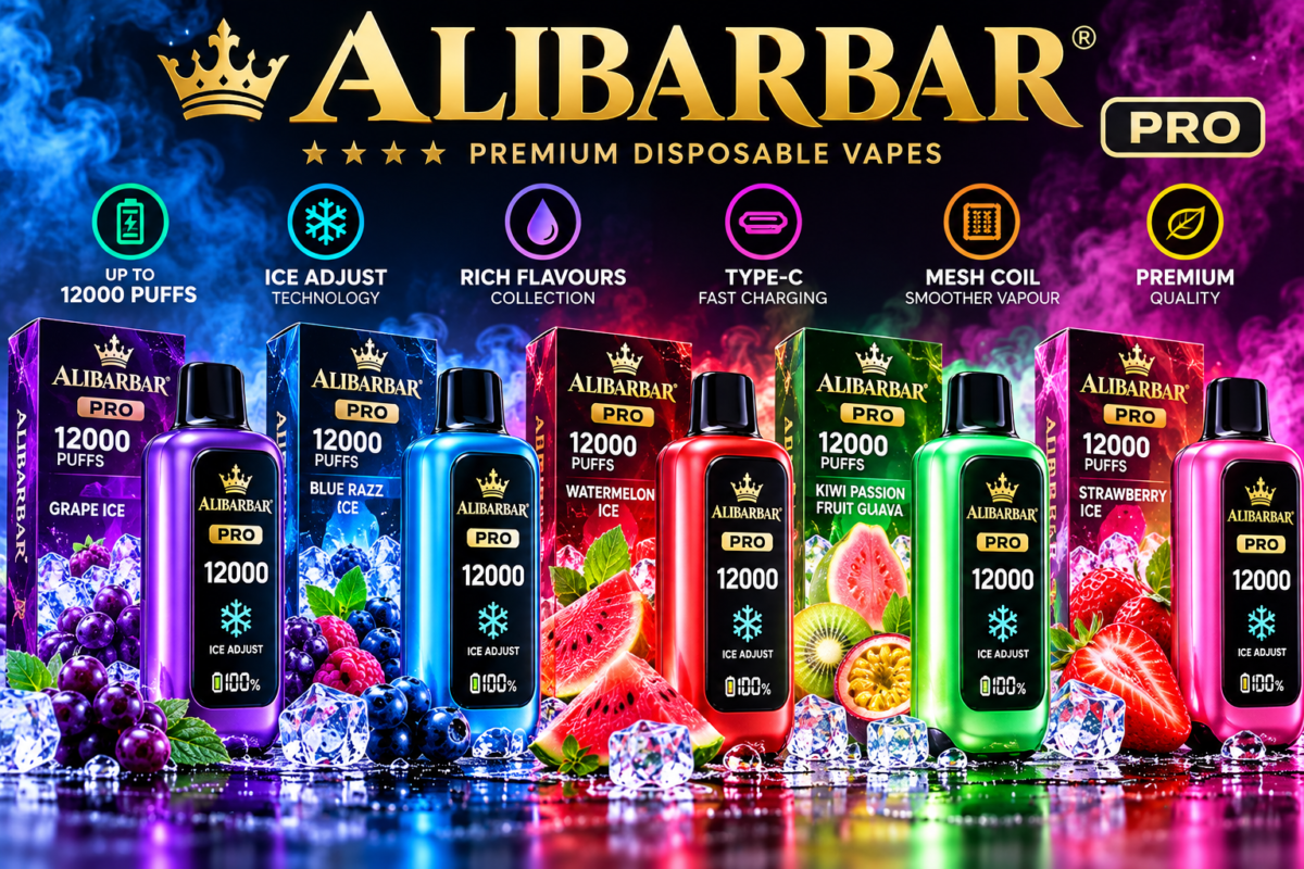 ALIBARBAR vape product range with devices and packaging