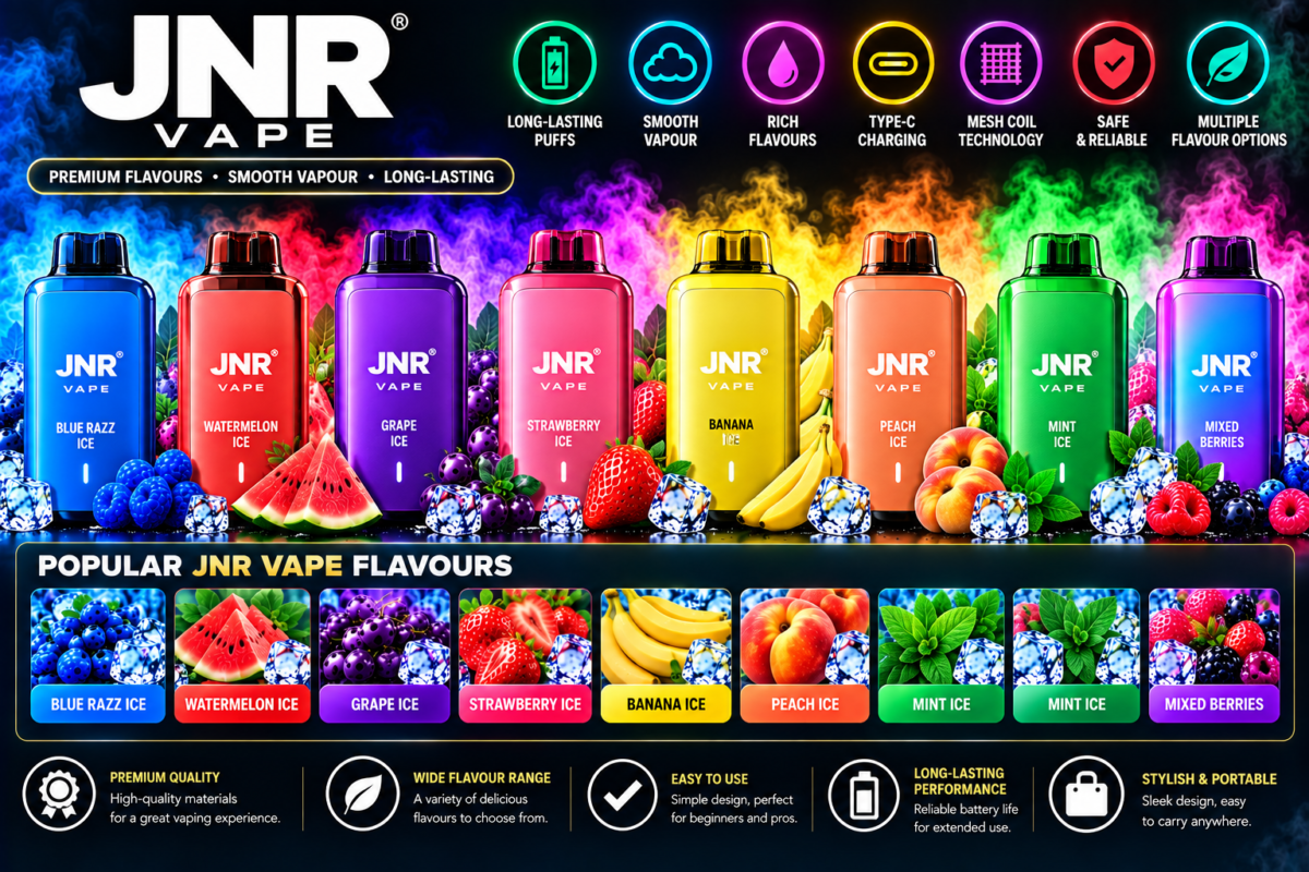 JNR vape devices with multiple fruit and ice flavour options