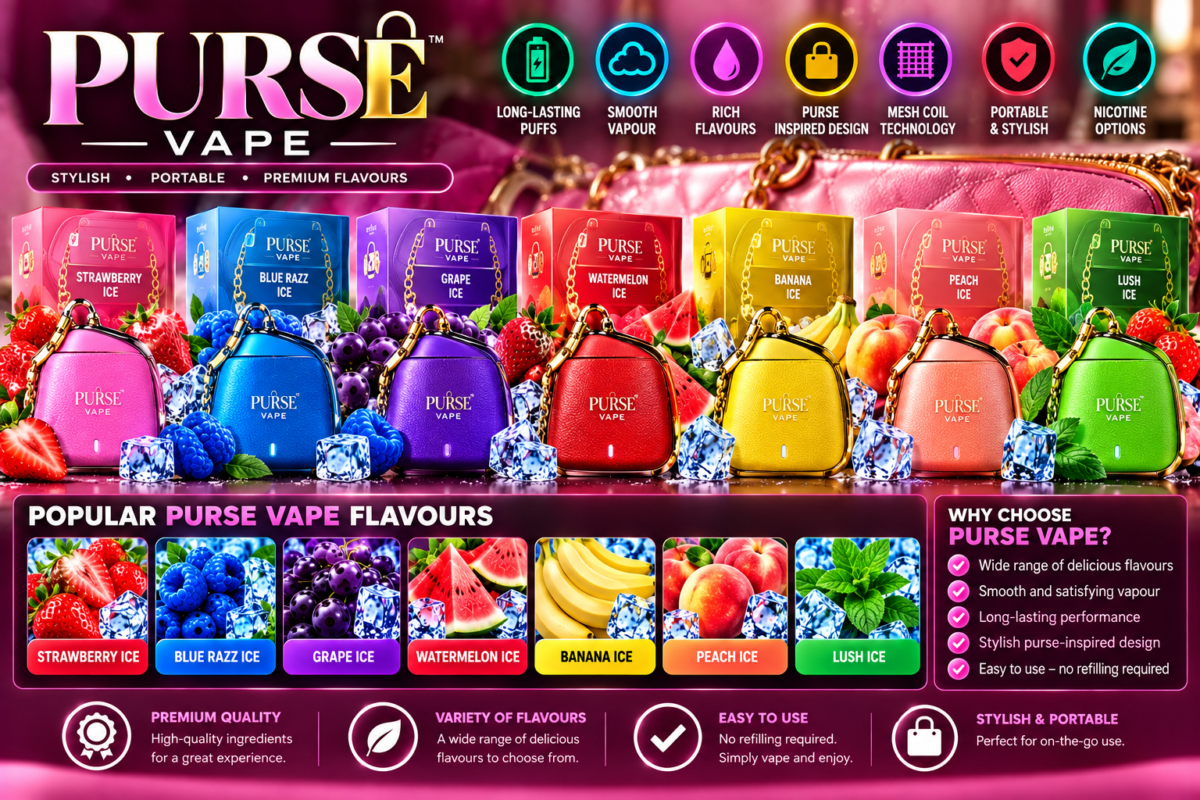 Purse vape devices with fruit and ice flavour options