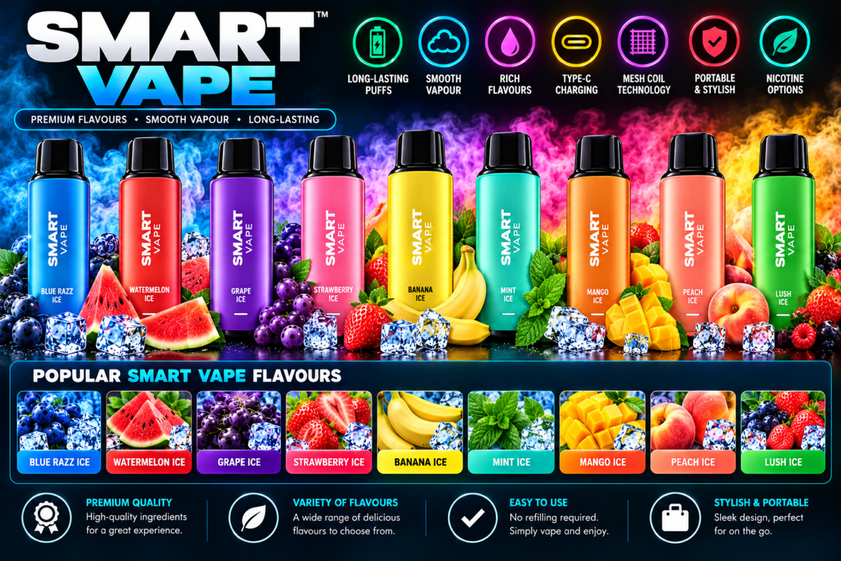 Smart vape devices with multiple fruit and ice flavour options